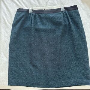 Talbots Textured Teal and Black Skirt with Black Trim Size 20